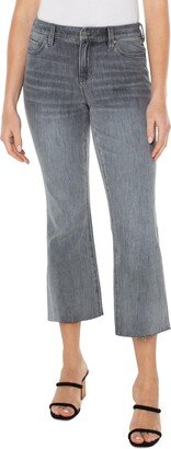 Hannah Cropped Women’s Flare Jeans with Cut Hem in Kessler – Four-way Stretch – Cotton Blend Fabric Kessler 12 25.5