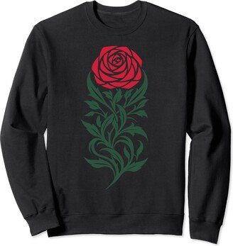 Red Roses Tops Floral Gifts and Souvenirs Beautiful Single Red Rose Flower Sweatshirt