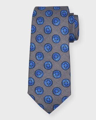 Men's Circle-Print Silk Tie-AA