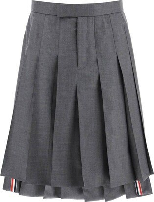 Pleated High-Low Hem Skirt