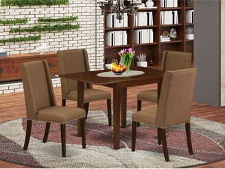 5 Piece Dining Table Set- a Rectangle Dining Table and 4 Linen Fabric Upholstered Chairs,