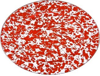 Red Swirl Enamelware Collection 16 x 12 Oval Platter