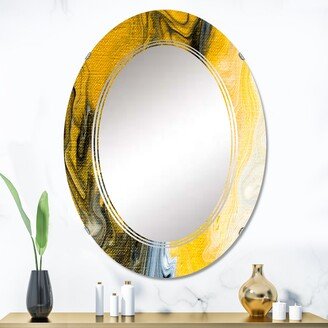 Designart 'Black White And Yellow Marble Abstract I' Printed Modern Wall Mirror