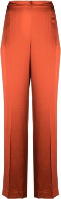 High-Waisted Silk Trousers