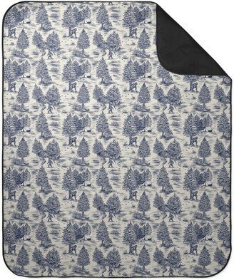 Picnic Blankets: Bigfoot Toile De Jouy - Blue Picnic Blanket, Blue