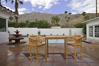 3 Piece Teak Wood Peanut Patio Bistro Bar Set with 2 Bar Chairs and 35