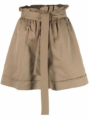 Paperbag-Waist High-Rise Shorts