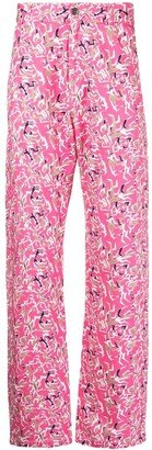 Abstract-Print Five-Pocket Straight-Leg Trousers