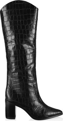 Analeah Lizard-Embossed Leather Boots