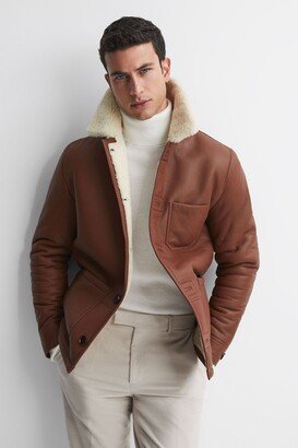 Leather Shearling Button-Through Jacket