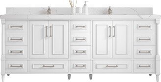 Aberdeen 84 In. W X 22 D Double Sink Bathroom Vanity in White With Quartz Or Marble Countertop | Modern Vanity Premium Q