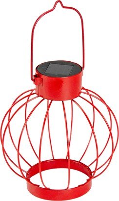 Northlight 6.5 Red Outdoor Hanging LED Solar Lantern with Handle - 6.5