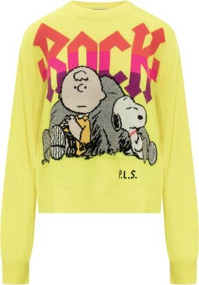 Snoopy Intarsia-Knitted Crewneck Jumper