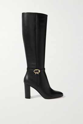 Ribbon 85 Buckled Leather Knee Boots - Black