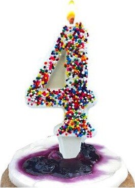 Yum-Wick Chocolate Non-pareils Number 4 Birthday Candle