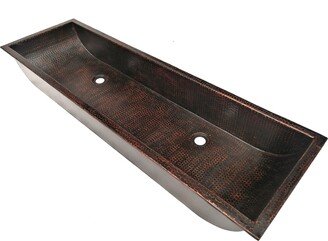 Condo in Black Copper - Trough Undermount Or Drop-In Dual Bath Copper Sink With 1.0
