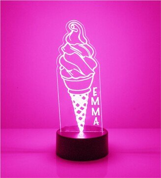 Acrylic Light Up Ice Cream Cone, Custom Engraved Night Light, Personalized Free, 16 Color Options With Remote Control, Kitchen Decor, Best Gift