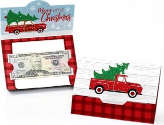 Big Dot of Happiness Merry Little Christmas Tree - Red Truck and Car Christmas Party Money and Gift Card Holders - Set of 8