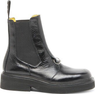 Pierced Leather Chelsea Boots