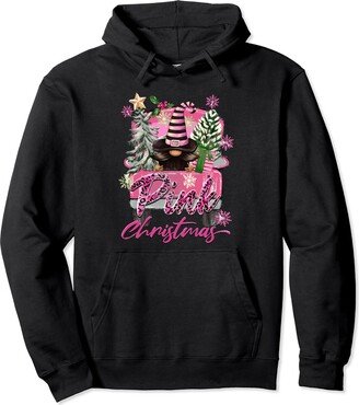 Pink Christmas Vibes Gnome Pink Truck Pajamas Pink Christmas Vibes Gnome With Pink Truck Family Matching Pullover Hoodie