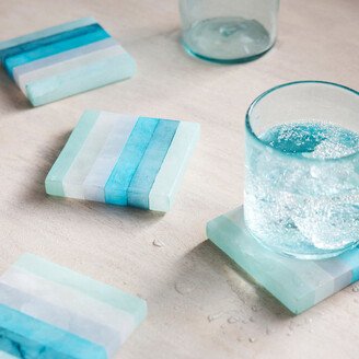 Striped Dyed Alabaster Coasters, Set of 4-AA