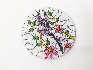 Glass Handpainted Round Coaster - Northen Flicker, Mirror