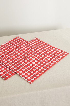 Set Of Two Printed Linen Placemats - Red