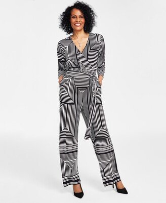 Women's Printed V-Neck Jumpsuit, Created for Macy's