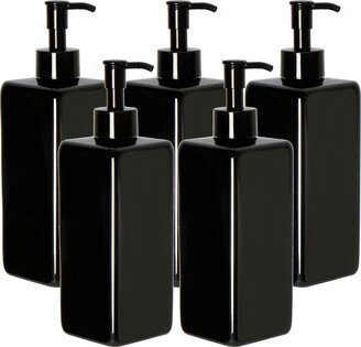 Youngever 5 Pack 16Oz Plastic Pump Bottles, Black Refillable Square Bottles For Dispensing Lotions, Shampoos - Ye390.999