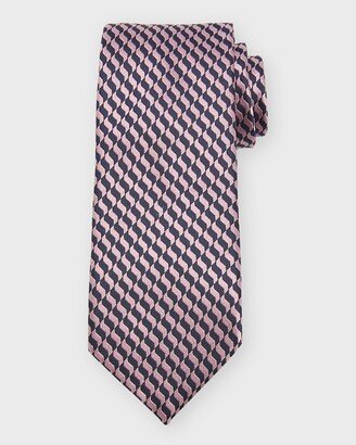 Men's Bicolor Jacquard Silk Tie-AB