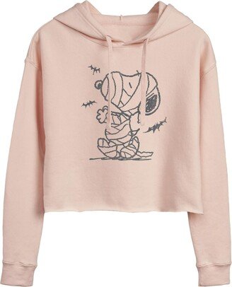 HYBRID APPAREL - Peanuts - Snoopy Mummy And Bats - Juniors Cropped Pullover Hoodie - Size Medium Blush