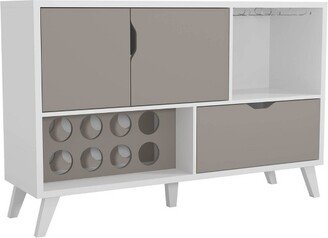 2 Door Wine Bar Cabinet TV Stand for TVs up to 54 White/Gray