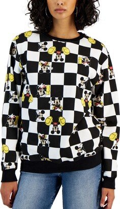 Juniors' Mickey Mouse Checkered Sweatshirt - Black/white