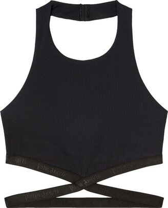 Crossed-Waist Ribbed Sports Bra