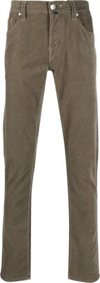 Leonardo logo-patch slim-fit trousers