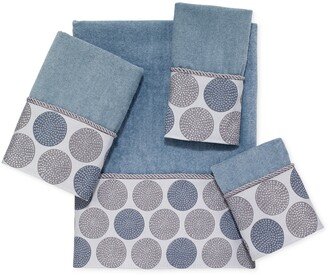 Dotted Circle Bordered Cotton Fingertip Towel, 11 x 18