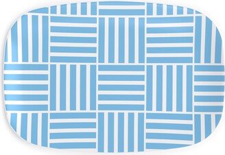 Serving Platters: South Beach Stripe - Neptune Serving Platter, Blue