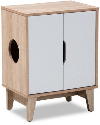 Design Studios Romy Mid-Century Modern 2-Door Wood Cat Litter Box Cover House