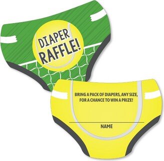 Big Dot of Happiness You Got Served - Tennis - Diaper Shaped Raffle Ticket Inserts - Baby Shower Activities - Diaper Raffle Game - Set of 24