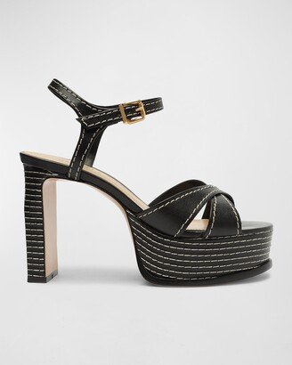 Keefa Ankle-Strap Leather Platform Sandals