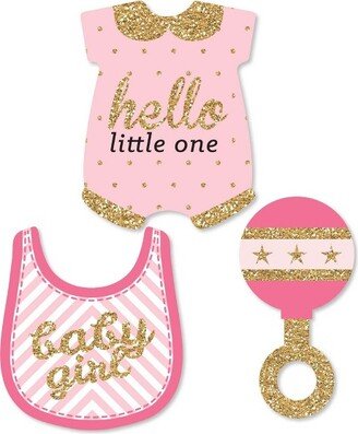 Big Dot of Happiness Hello Little One - Pink and Gold - DIY Shaped Girl Baby Shower Party Cut-Outs - 24 Count