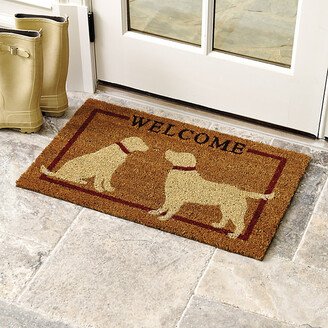 Personalized Yellow Dog Coir Mat Red Medium