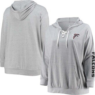 Women's Plus Size Heathered Gray Atlanta Falcons Lace-Up Pullover Hoodie