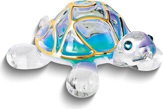 Curata Tiffany The Turtle Handcrafted Glass Figurine with 22k Gold Trim - 3.5 x 2