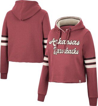 Women's Cardinal Arkansas Razorbacks Retro Cropped Pullover Hoodie