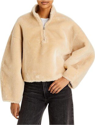 Womens Popover Long Sleeves Faux Fur Coat