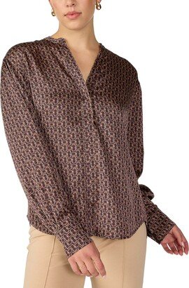 Women's Long-Sleeve Geo-Print Blouse