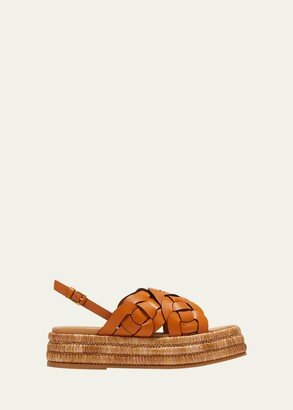 Zeppa Braided Leather Slingback Espadrilles