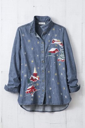 Women's Snow Place Like Home Denim Shirt - Medium Wash - PS - Petite Size