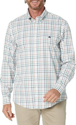 Men's Non-Iron Stretch Oxford Sport Shirt Long Sleeve Mini Check